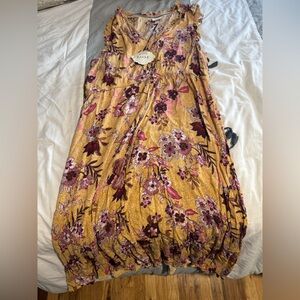 Yellow Floral Knox Rose Dress, new with tags